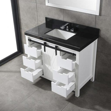 Eviva Dallas 42 in. White Bathroom Vanity with Absolute Black Granite Countertop Vanity Eviva